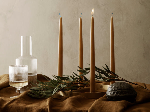A Christmas scene with 4 candles lit