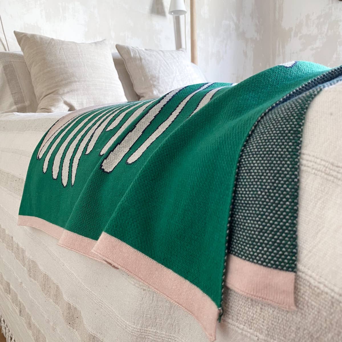 Sophie Home Bud Cotton Knit Throw in Green - Lifestory