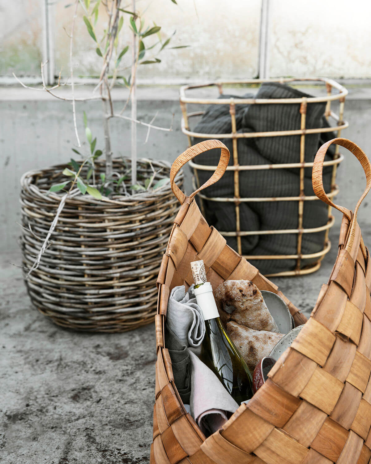 Conical Brown Baskets - Set of 3 | Pinewood & Paper | by House Doctor - Lifestory - House Doctor