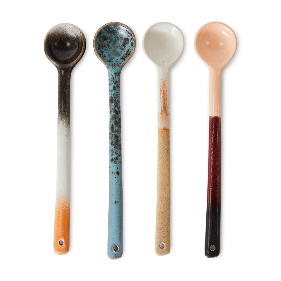 HKLIVING Set of 4 Long Ceramic Spoons in Breeze