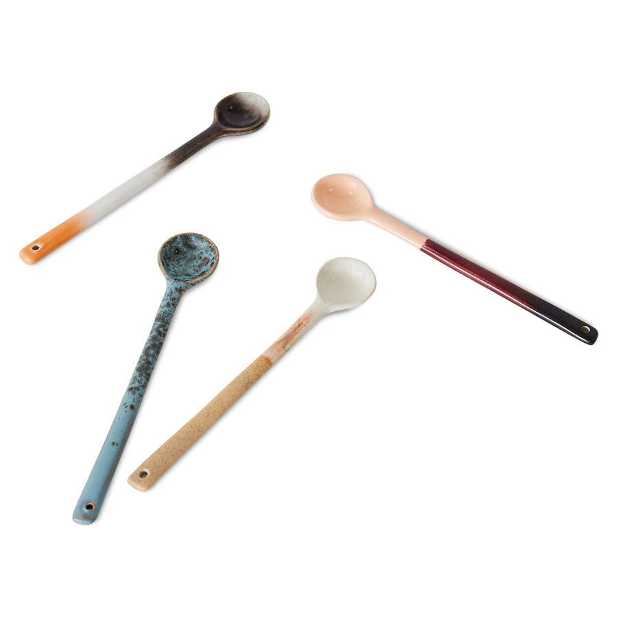 HKLIVING Set of 4 Long Ceramic Spoons in Breeze