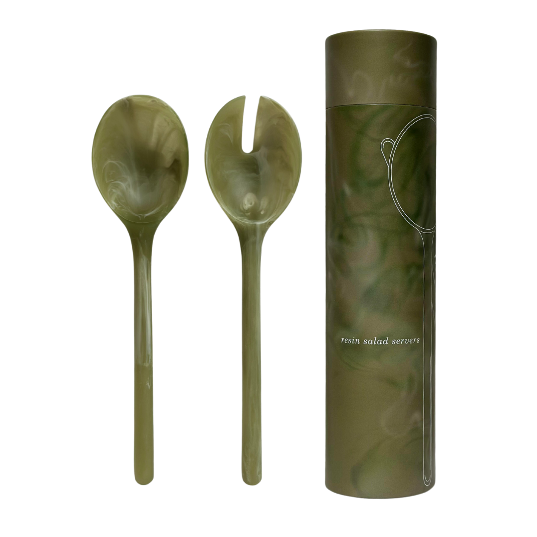 MAEGEN Salad Servers Set in Olive Resin - Lifestory