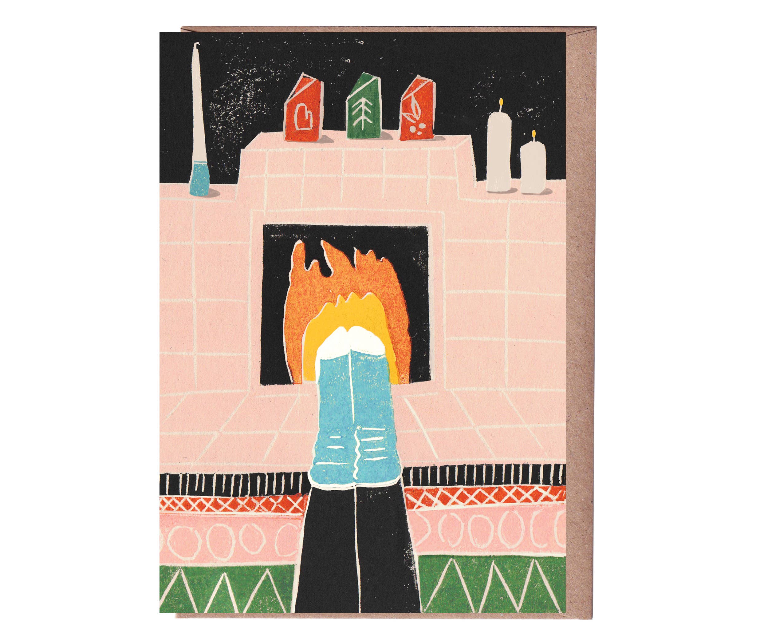 Feet by the Fire Christmas Holiday Greeting Card - Lifestory