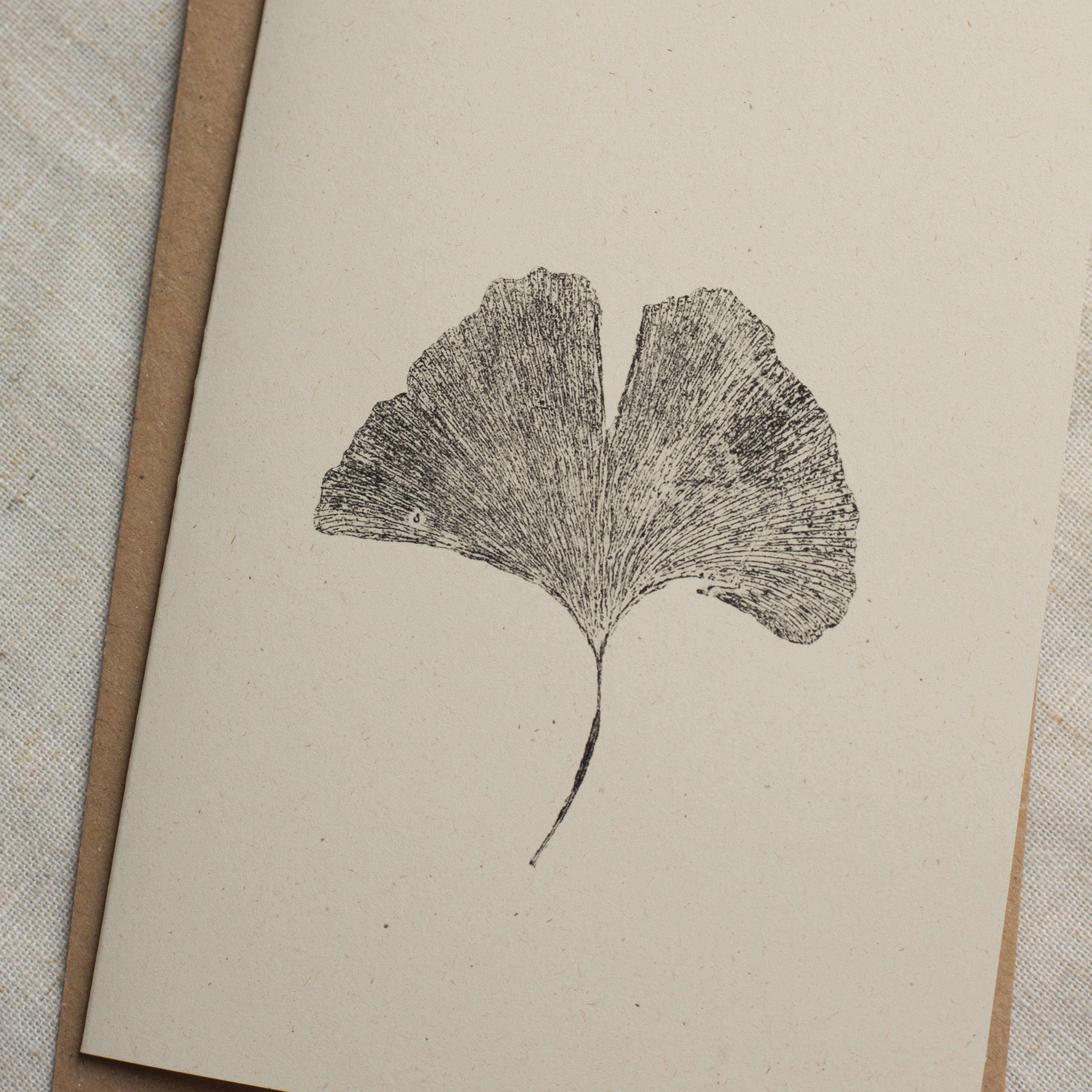 Ginkgo Leaf Botanical Monoprint Card by Alicia Breakspear - Lifestory