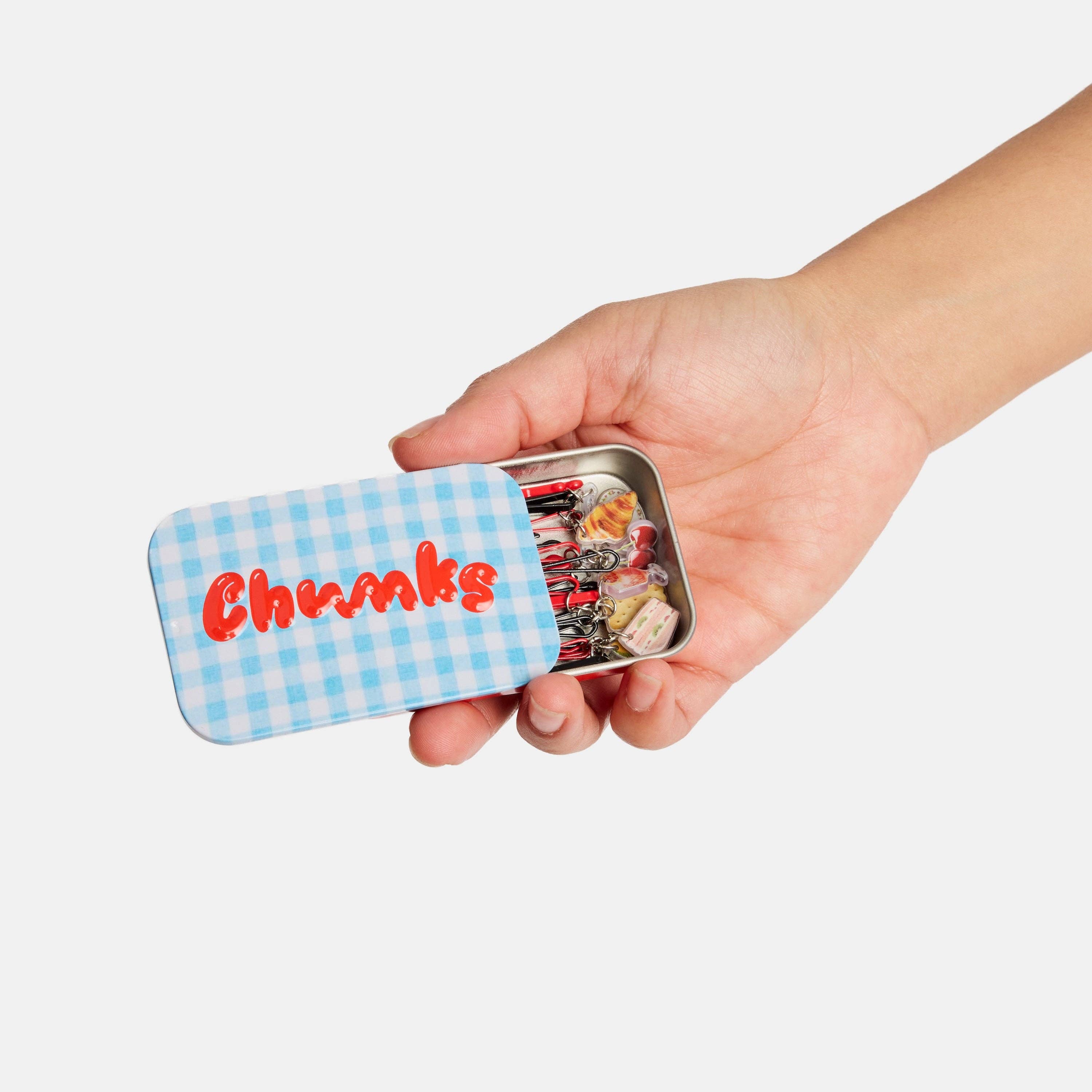 CHUNKS Picnic Bobby Pins being held up against a white background