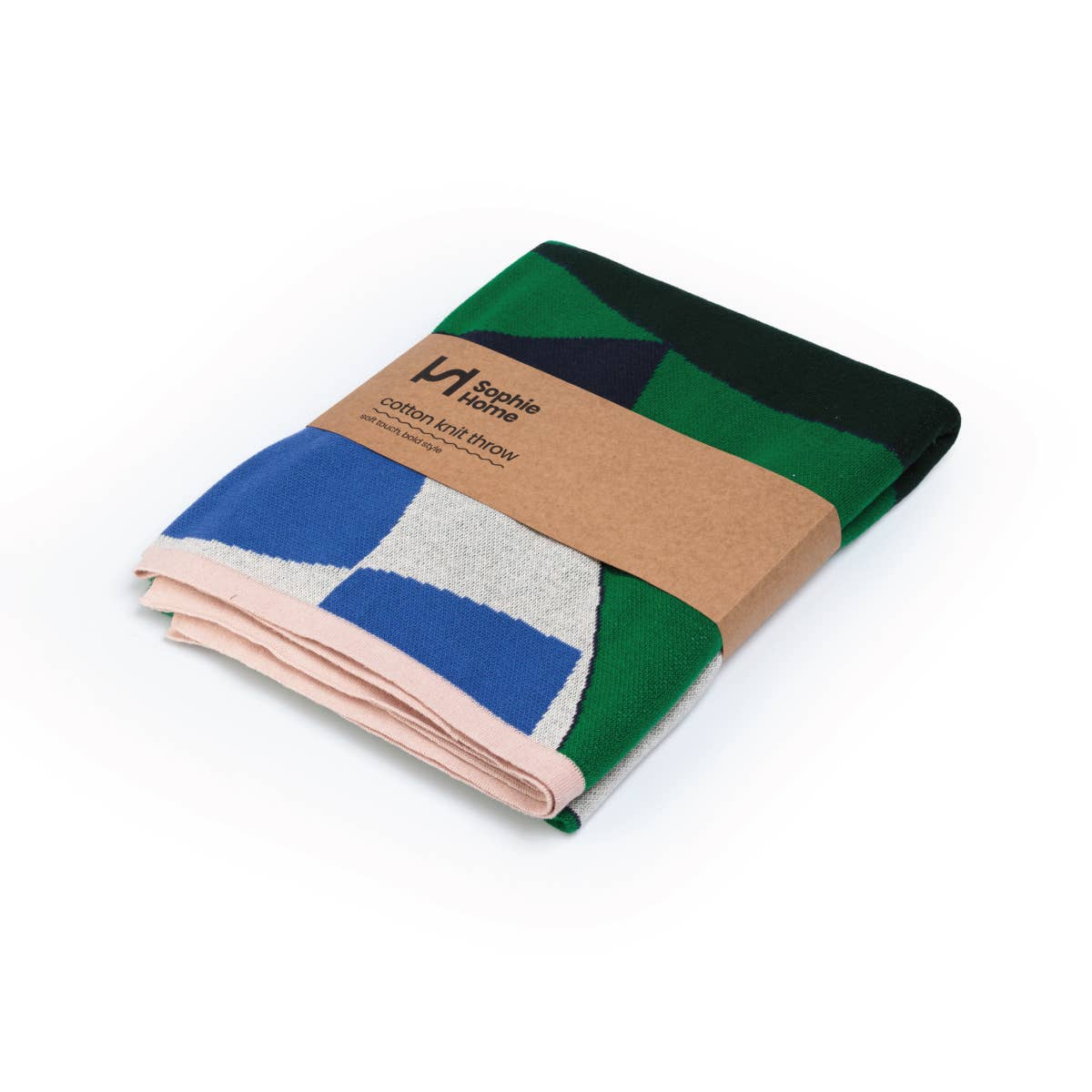 Sophie Home Bud Cotton Knit Throw in Green - Lifestory