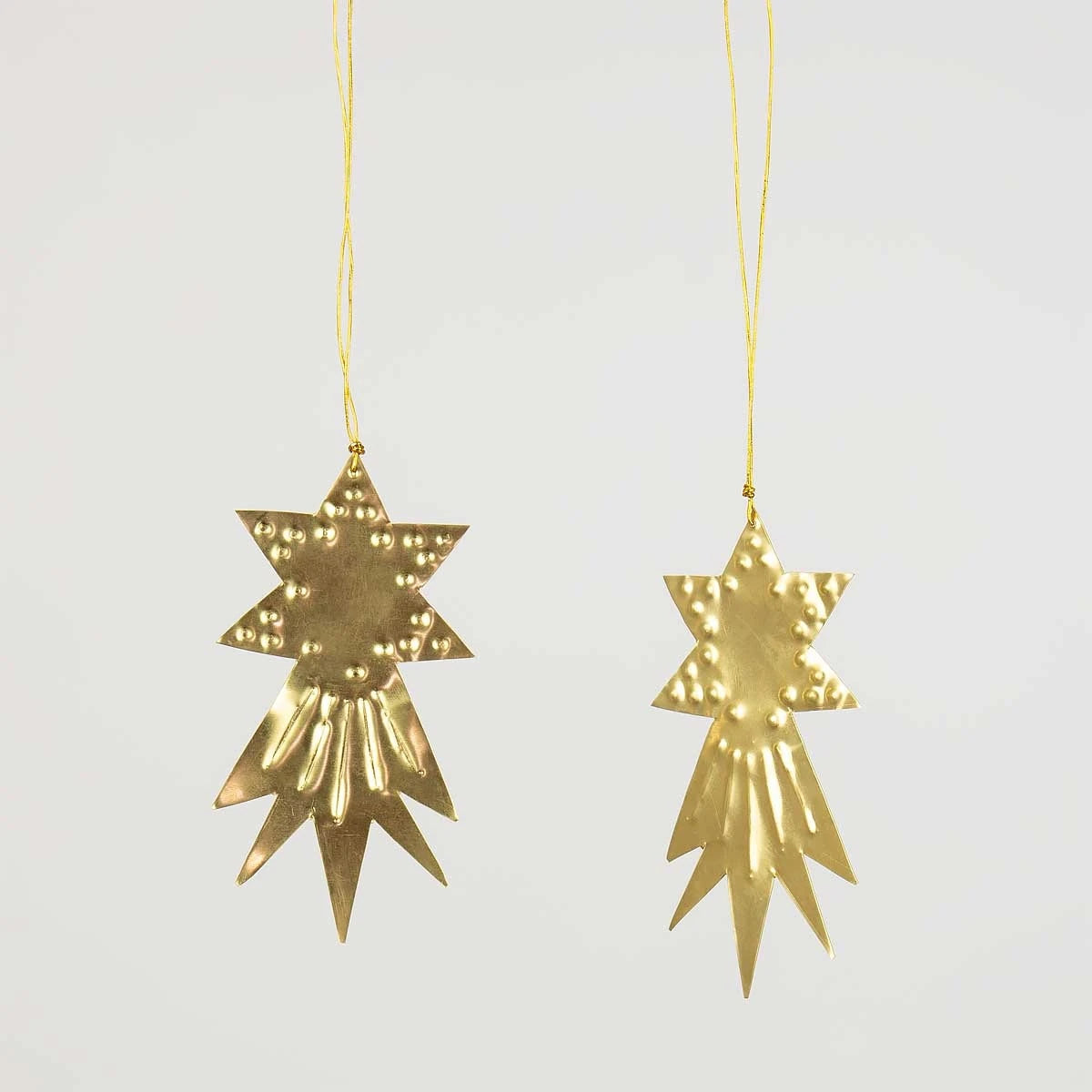 Golden Star Brass Hanging Ornament - Set of 2