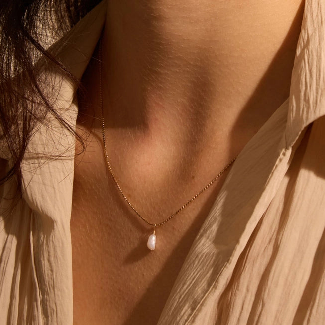 Pearl Droplet Necklace in Gold by A Weathered Penny - Lifestory