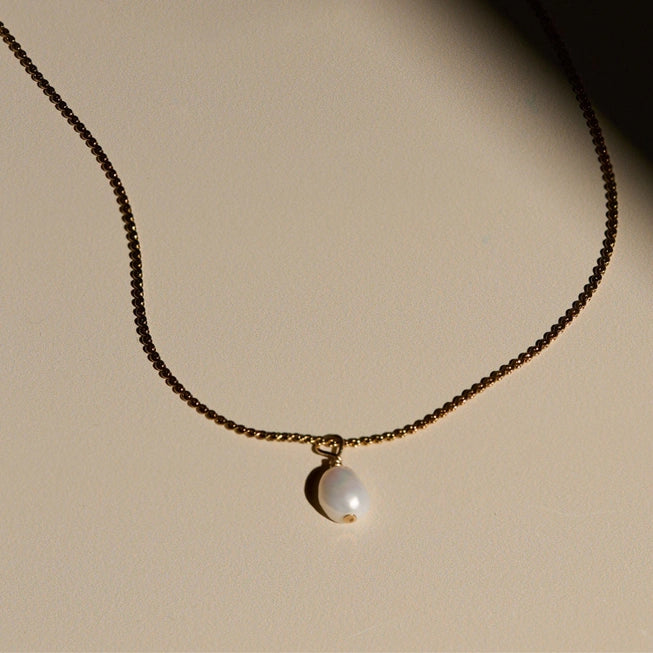 Pearl Droplet Necklace in Gold by A Weathered Penny - Lifestory