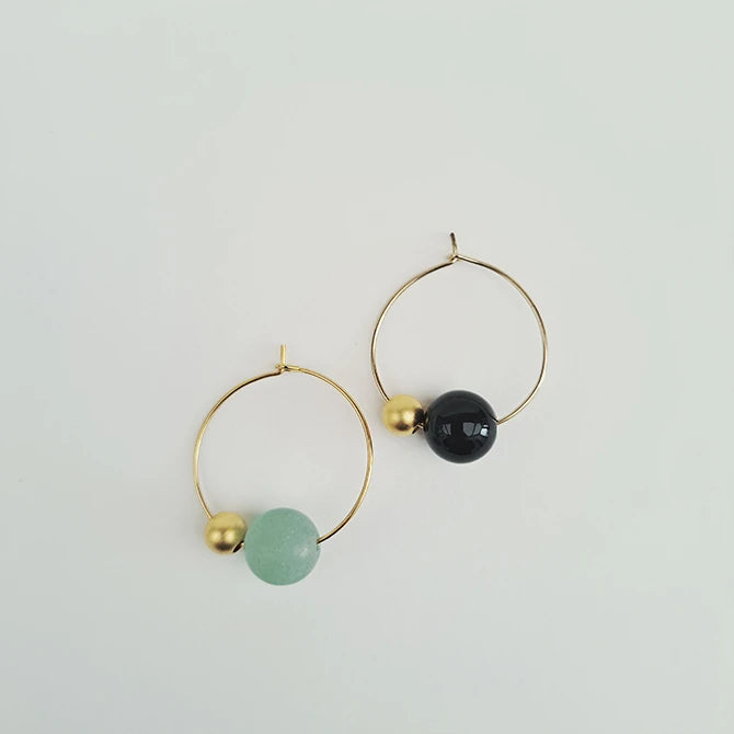 Abacus Ball & Stone Hoops | by brass+bold - Lifestory