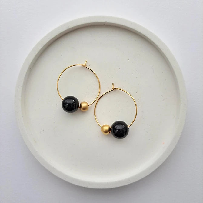Abacus Ball & Stone Hoops | by brass+bold - Lifestory