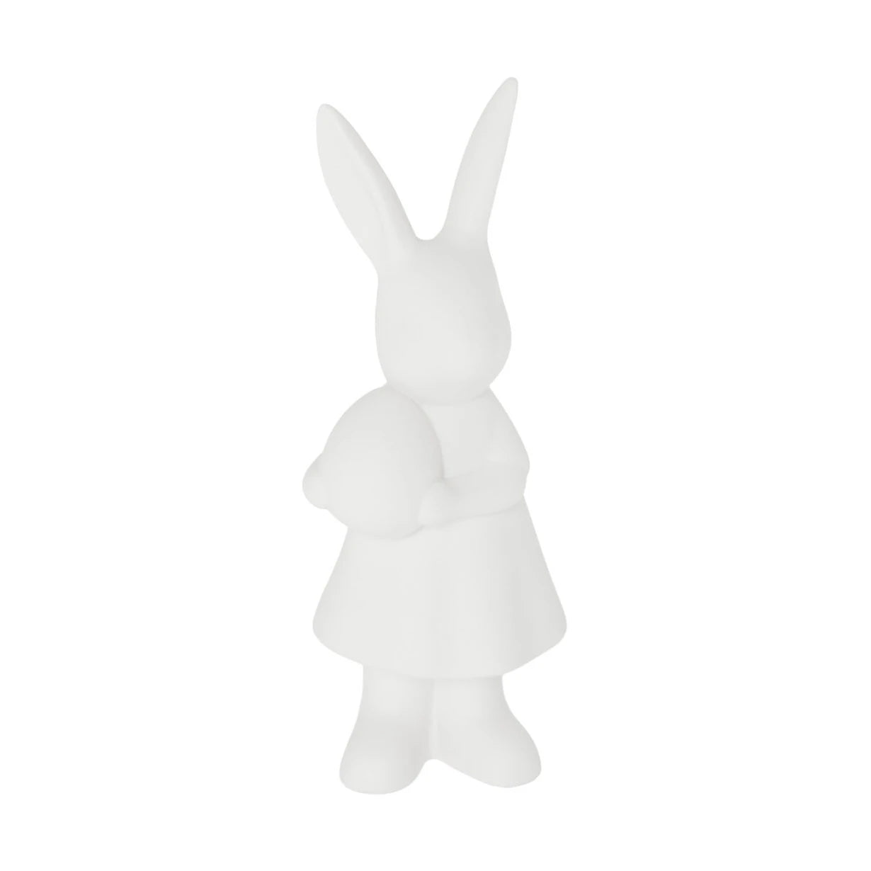 Alice Ceramic Rabbit Ornament with Egg in Matte White by Storefactory - Lifestory