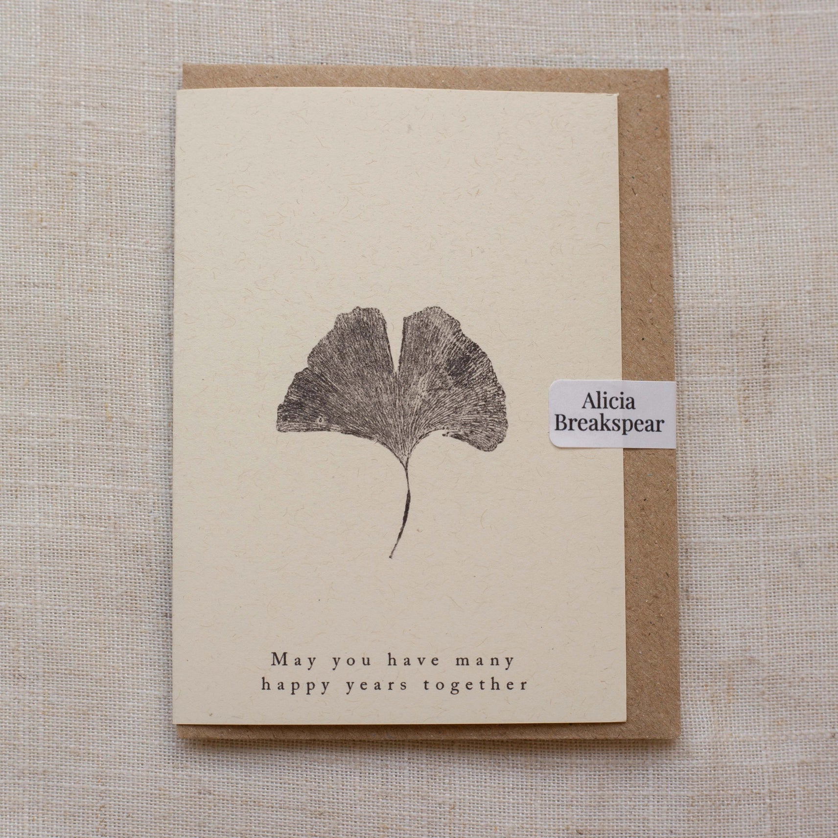 Ginkgo Leaf A7 Botanical Monoprint Quote Card by Alicia Breakspear - Lifestory