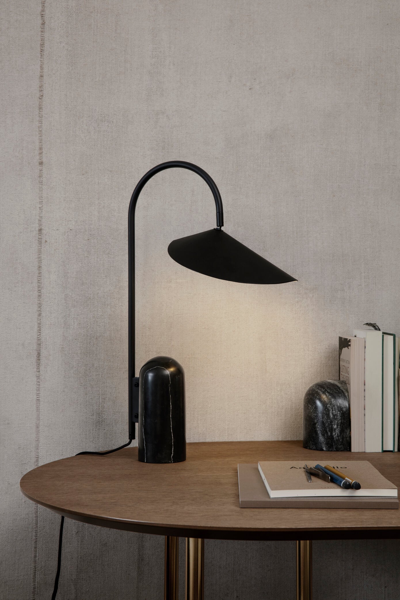 Arum Table Lamp | Black/Black Marble | by ferm Living - Lifestory