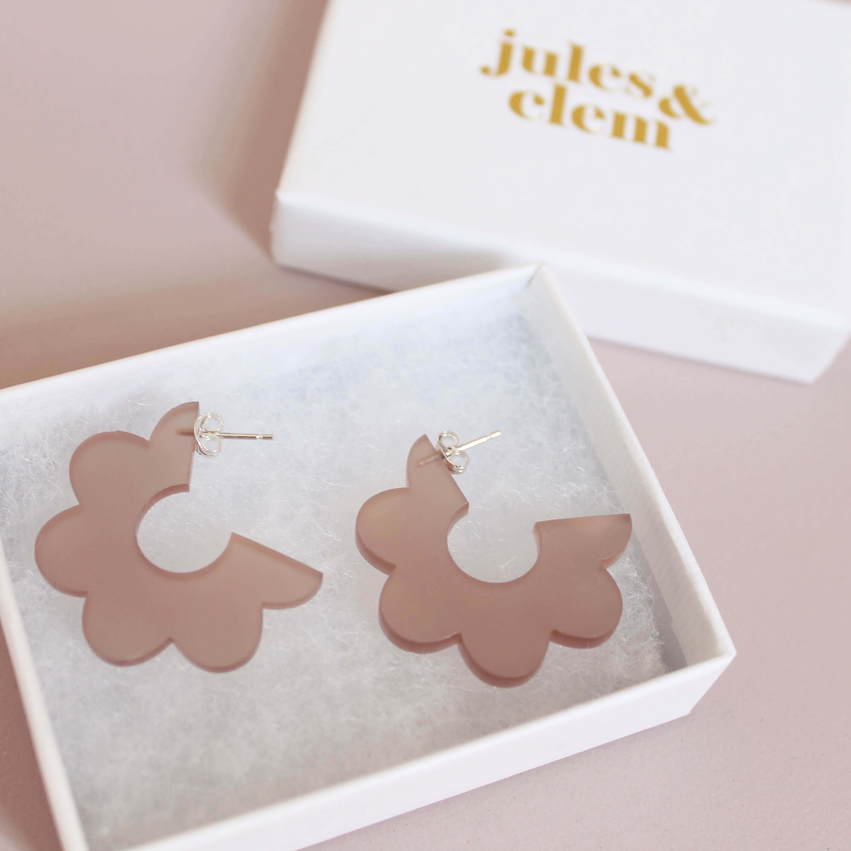 Scallop Hoop Earrings | Beige | Perspex | by Jules & Clem - Lifestory