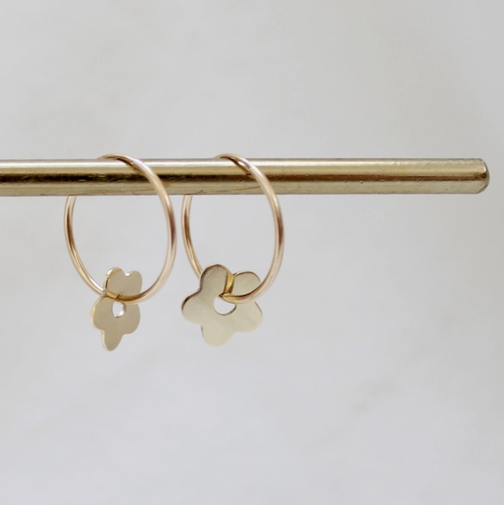 Flower Hoop Earrings | Brass & Gold Plate | by Jules & Clem - Lifestory