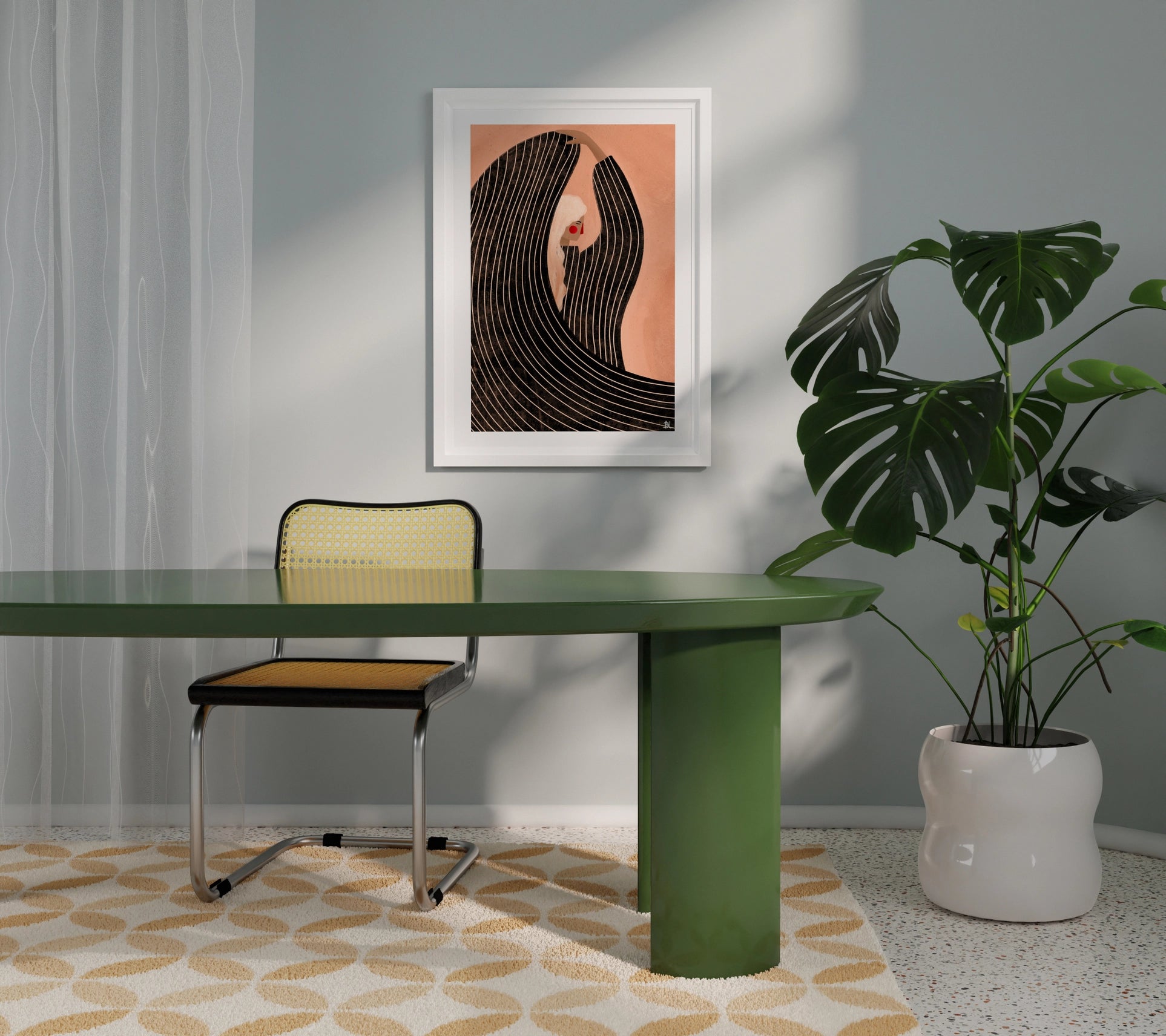 Bea Müller 'The Woman with the Black Dress' A3 Unframed Art Print