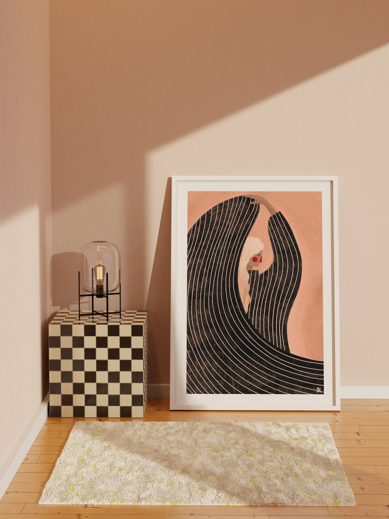 Bea Müller 'The Woman with the Black Dress' A3 Unframed Art Print