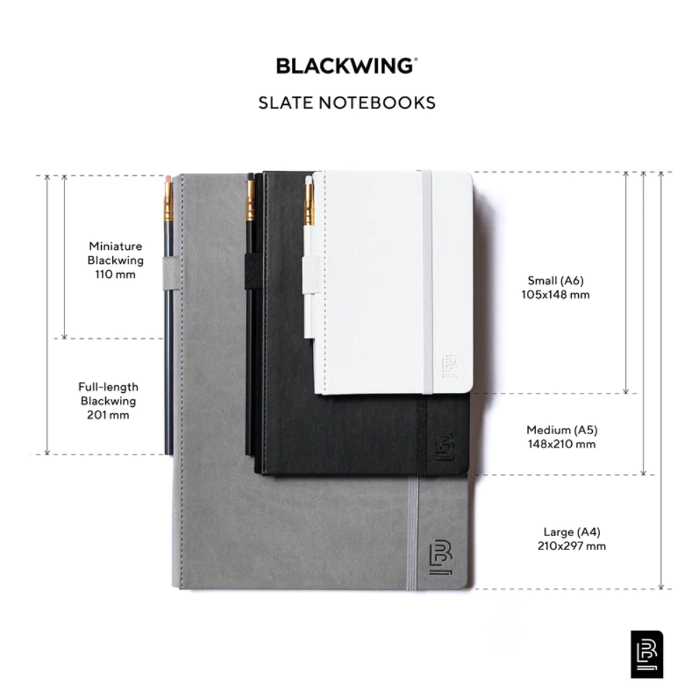 Blackwing 'Slate' A5 Notebook & 602 Pencil | Grey | Plain Pages - Lifestory