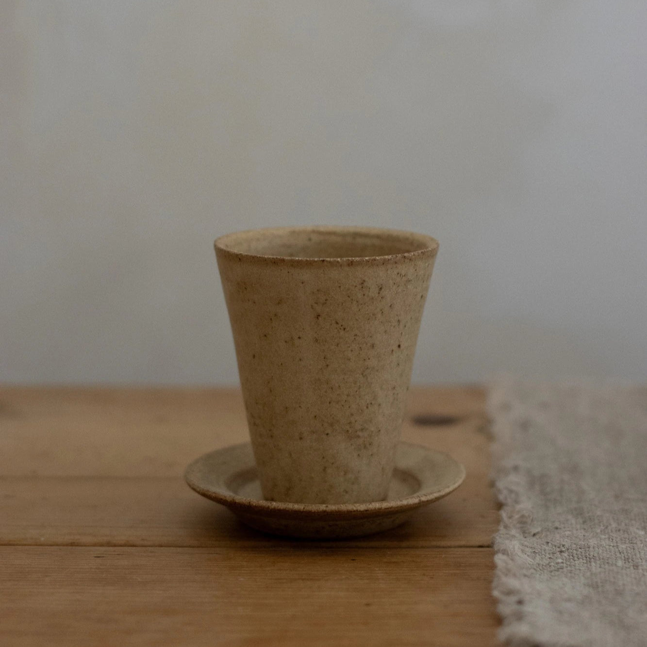 Tall Cup & Saucer in Hay Glaze by Blanc Ceramics - Lifestory