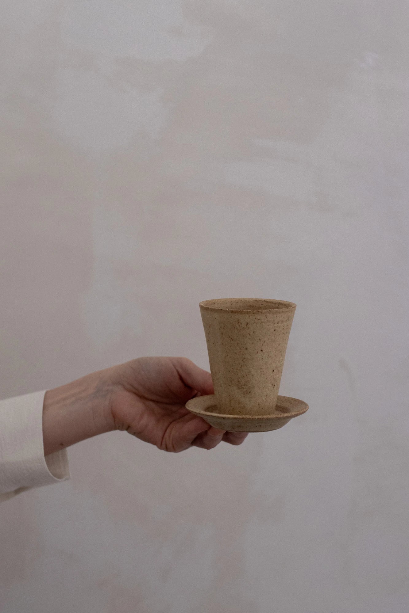 Tall Cup & Saucer in Hay Glaze by Blanc Ceramics - Lifestory
