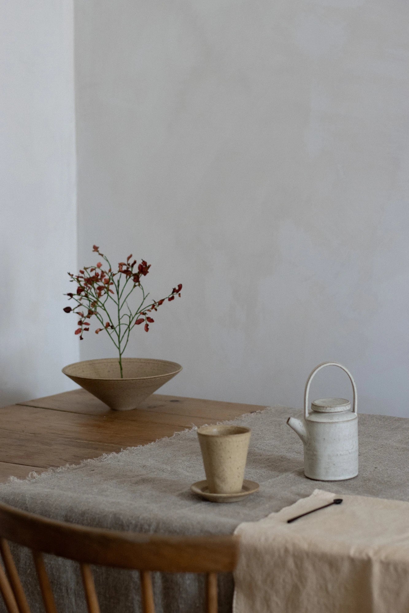 Tall Cup & Saucer in Hay Glaze by Blanc Ceramics - Lifestory