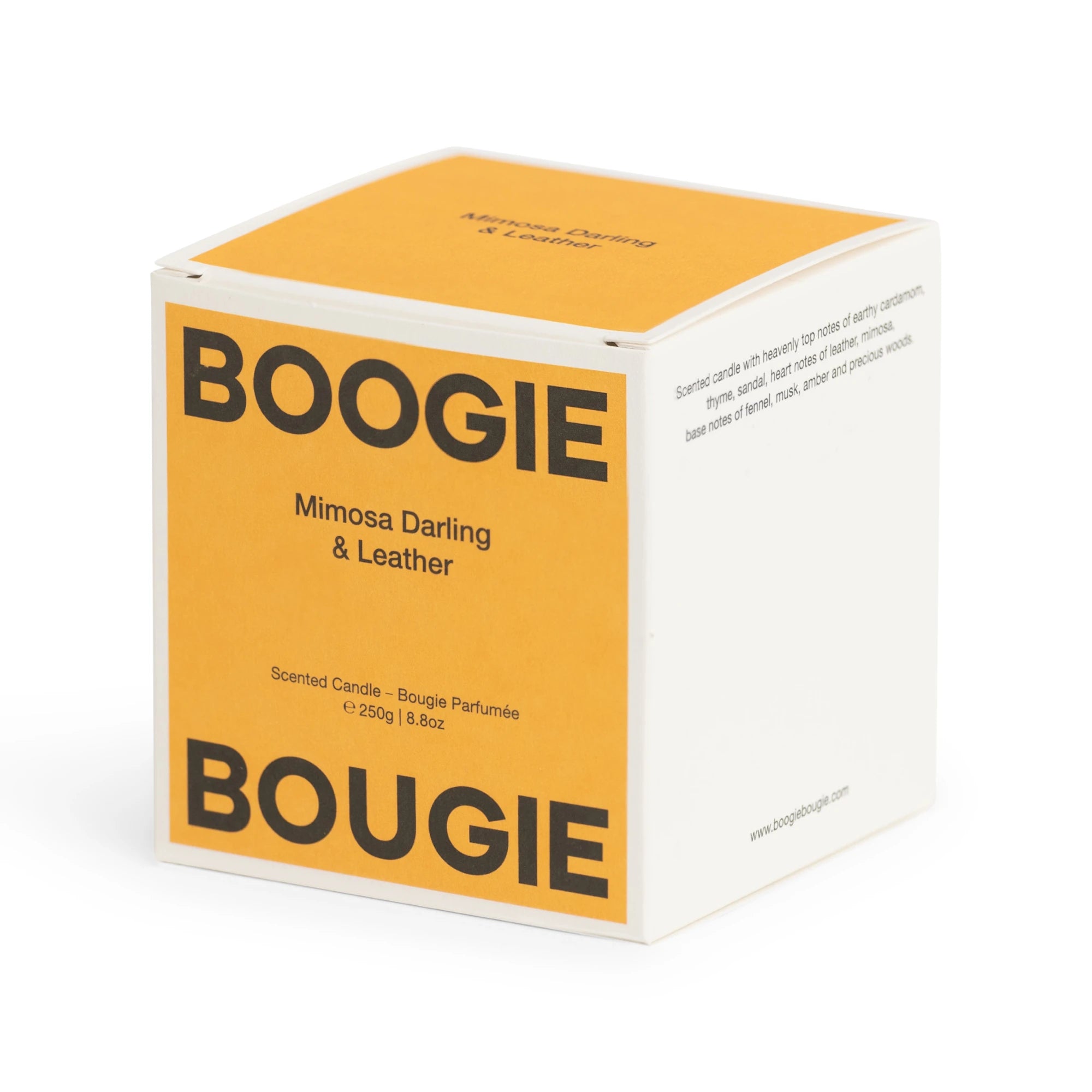Boogie Bougie Mimosa Darling & Leather 250g Scented Soy Wax Candle - Lifestory