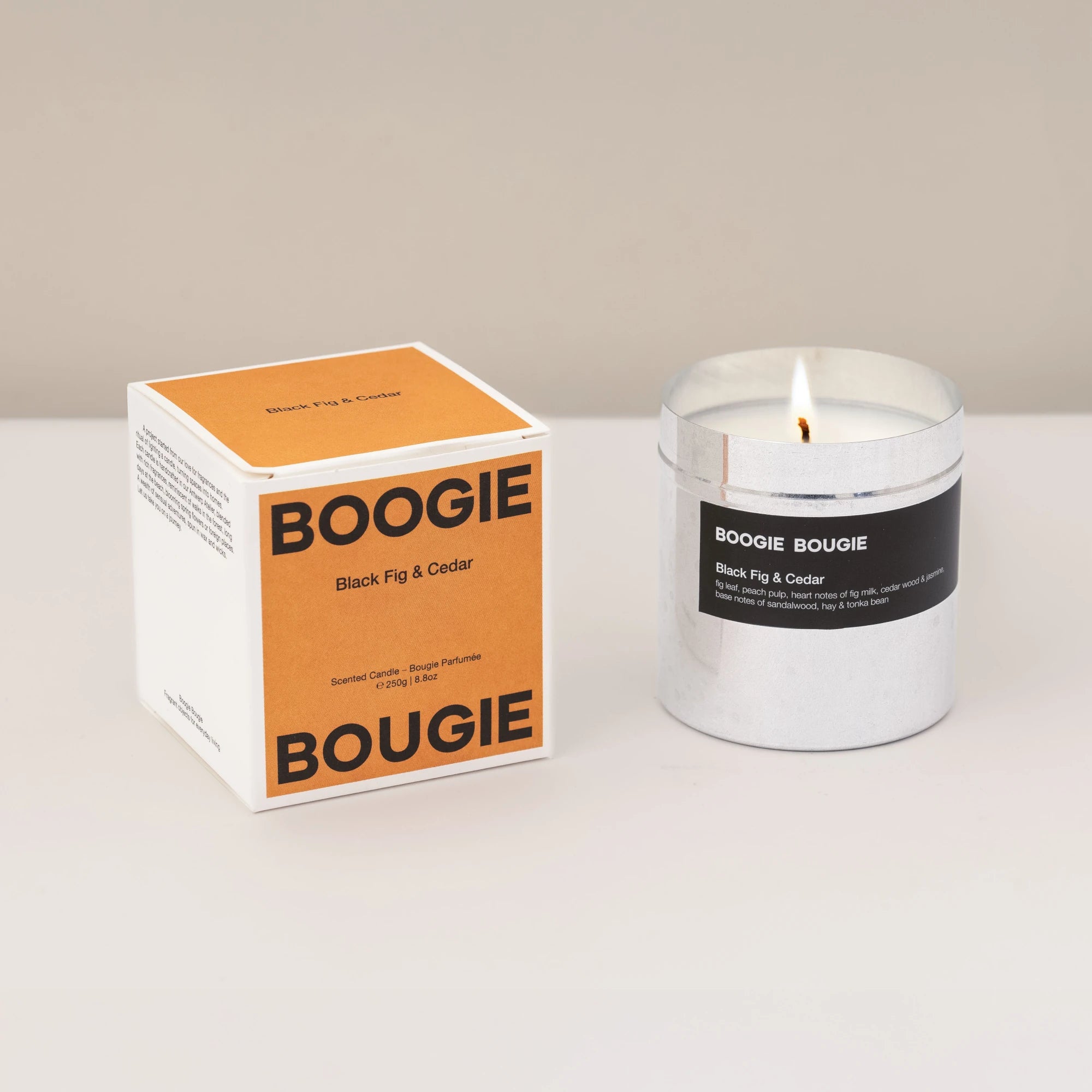 Boogie Bougie Black Fig & Cedar 250g Scented Soy Wax Candle - Lifestory
