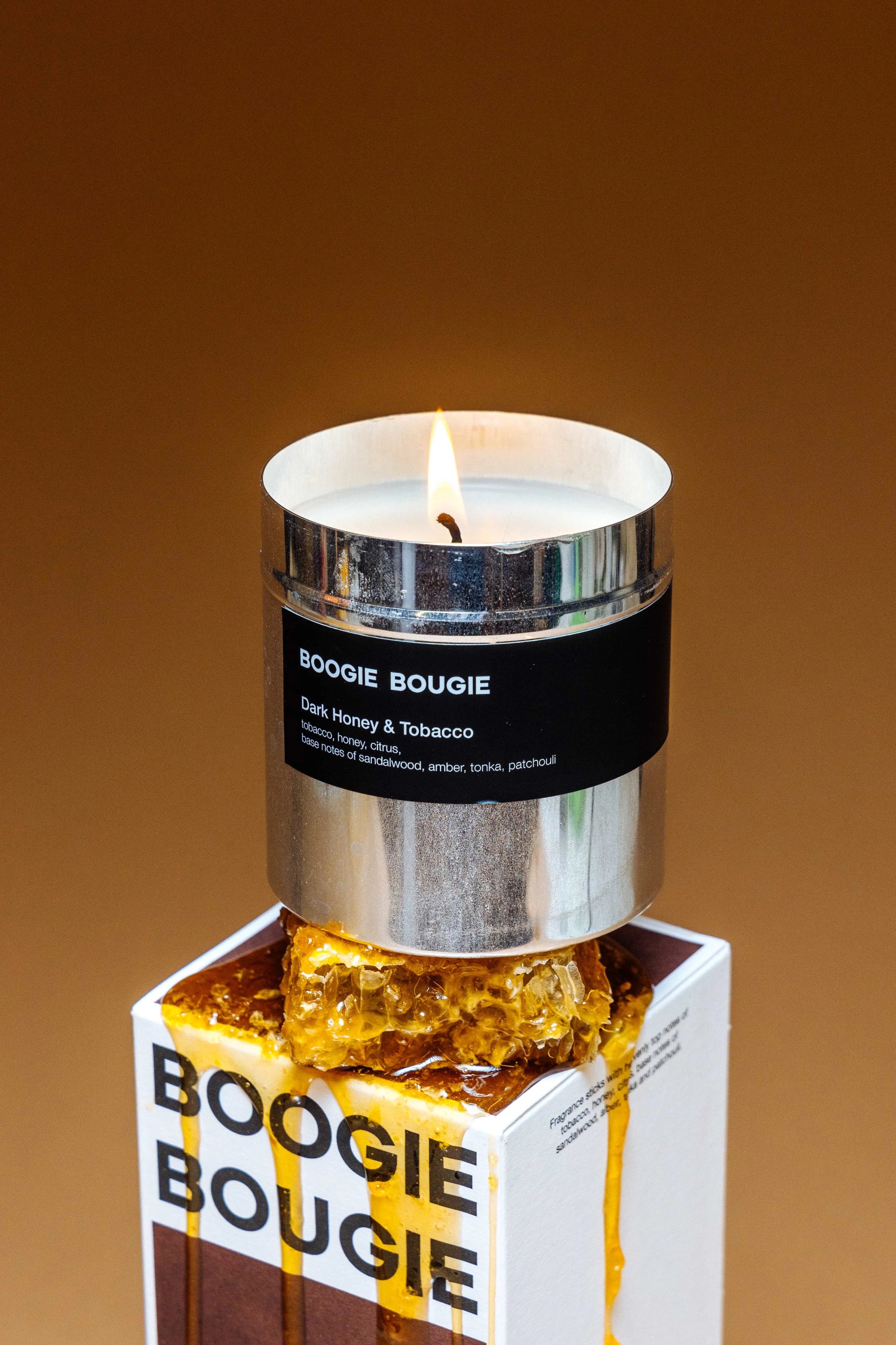 Boogie Bougie Dark Honey & Tobacco 250g Scented Soy Wax Candle - Lifestory