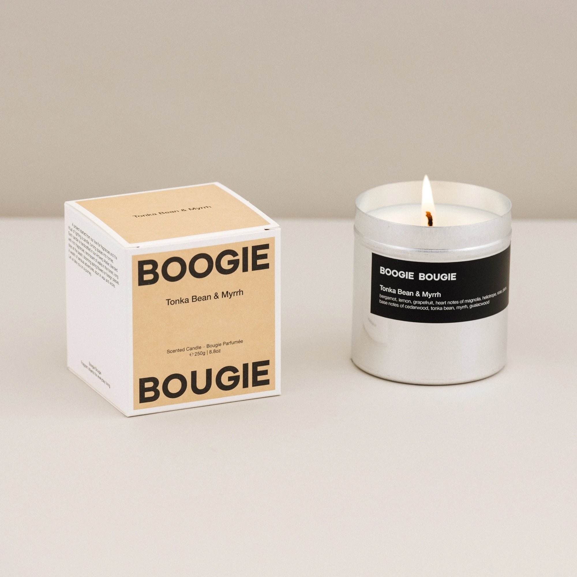 Boogie Bougie Tonka Bean & Myrrh 250g Scented Soy Wax Candle - Lifestory