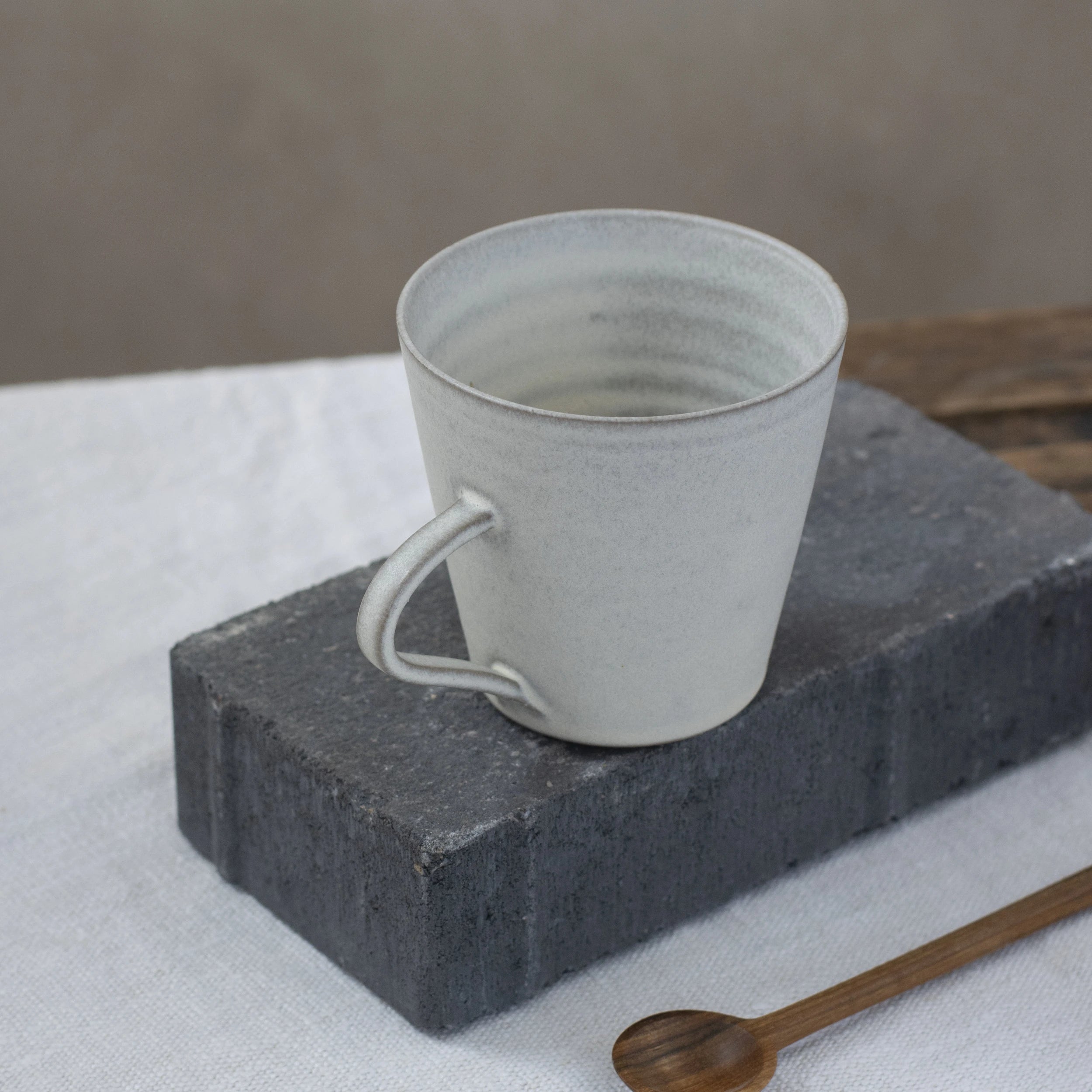 Large Flared Mug with Handle | Warm White | by Borja Moronta - Lifestory