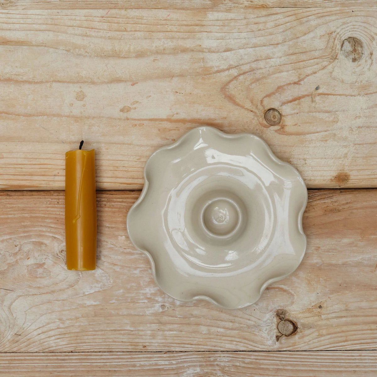 Botanique Workshop x TB Stoneware Frilly Ceramic Candle Holder