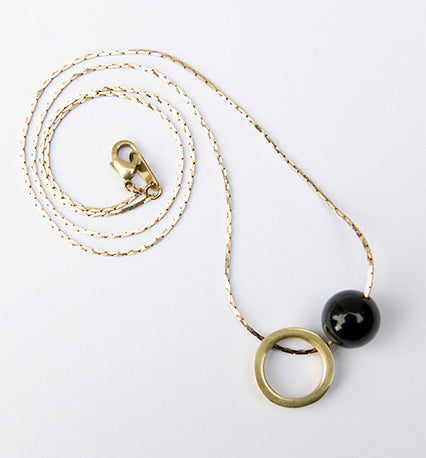 Brass Circle & Onyx Necklace | by brass+bold - Lifestory - brass+bold