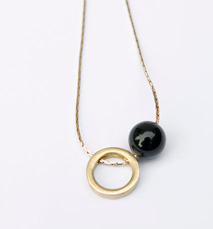 Brass Circle & Onyx Necklace | by brass+bold - Lifestory - brass+bold