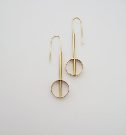 Brass Tube & Circle Earrings | by brass+bold - Lifestory - brass+bold