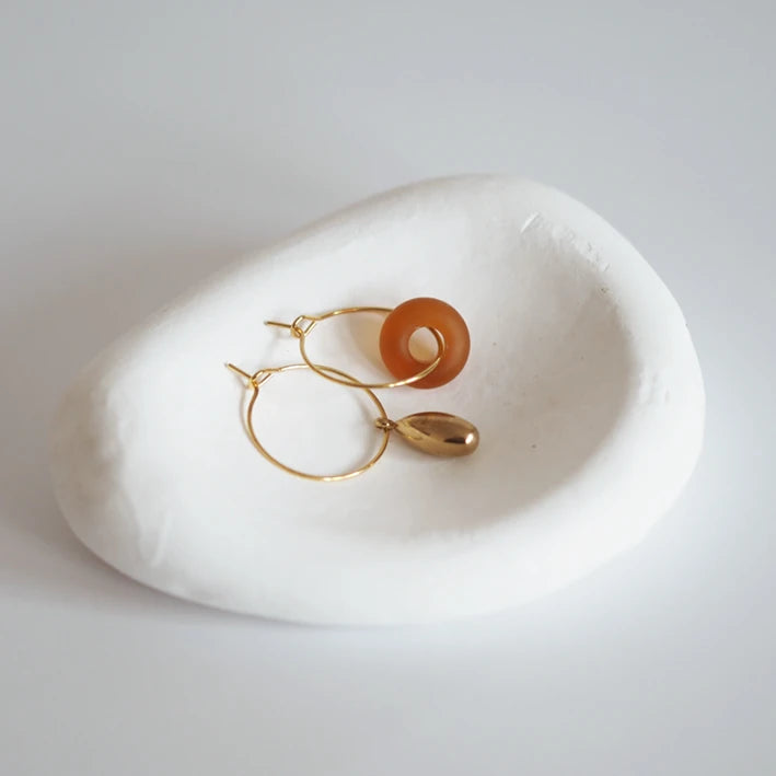 Kira Murano Glass and Gold Teardrop Hoops by brass+bold