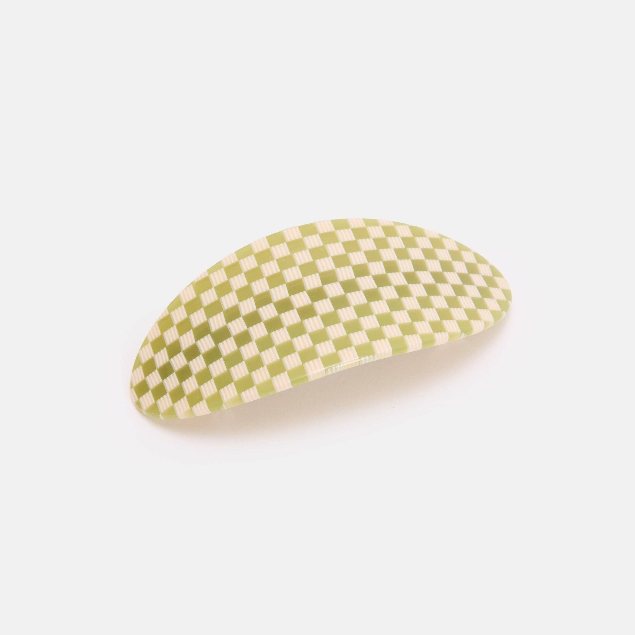 CHUNKS Oval Barrette in Olive check
