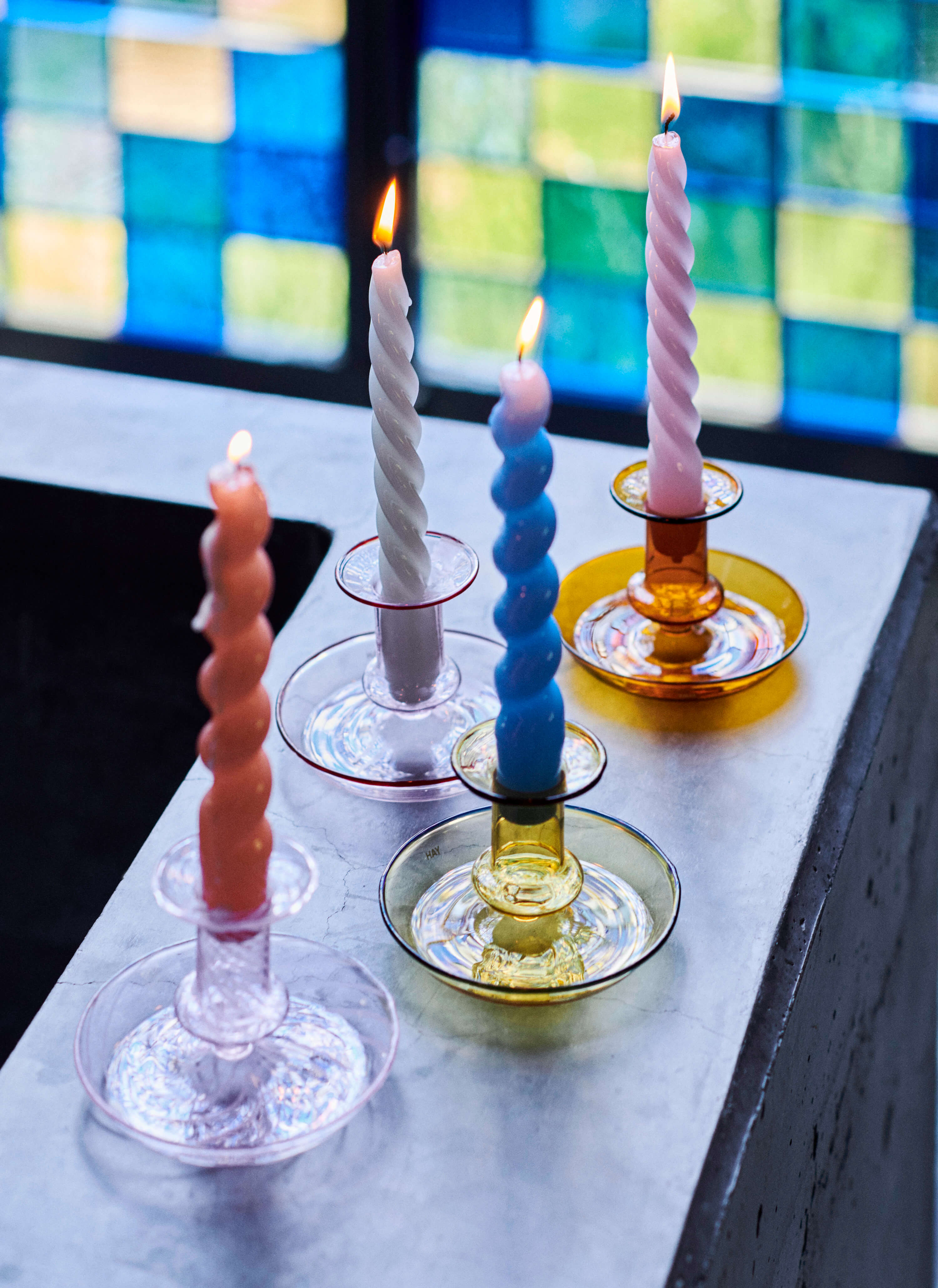 Spiral Candle - Set of 6 | Blue Pink Peach | by HAY - Lifestory - HAY