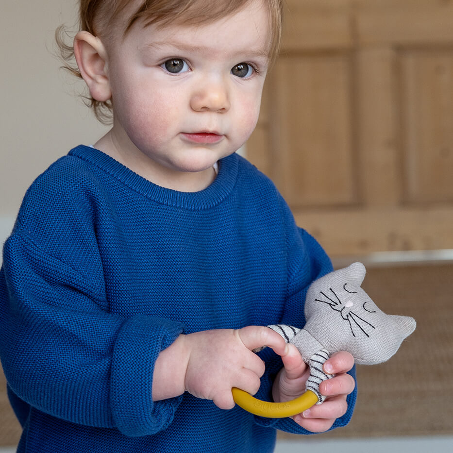 Elephant Teether Rattle | Blue | Cotton & Silicone | by Sophie Home - Lifestory