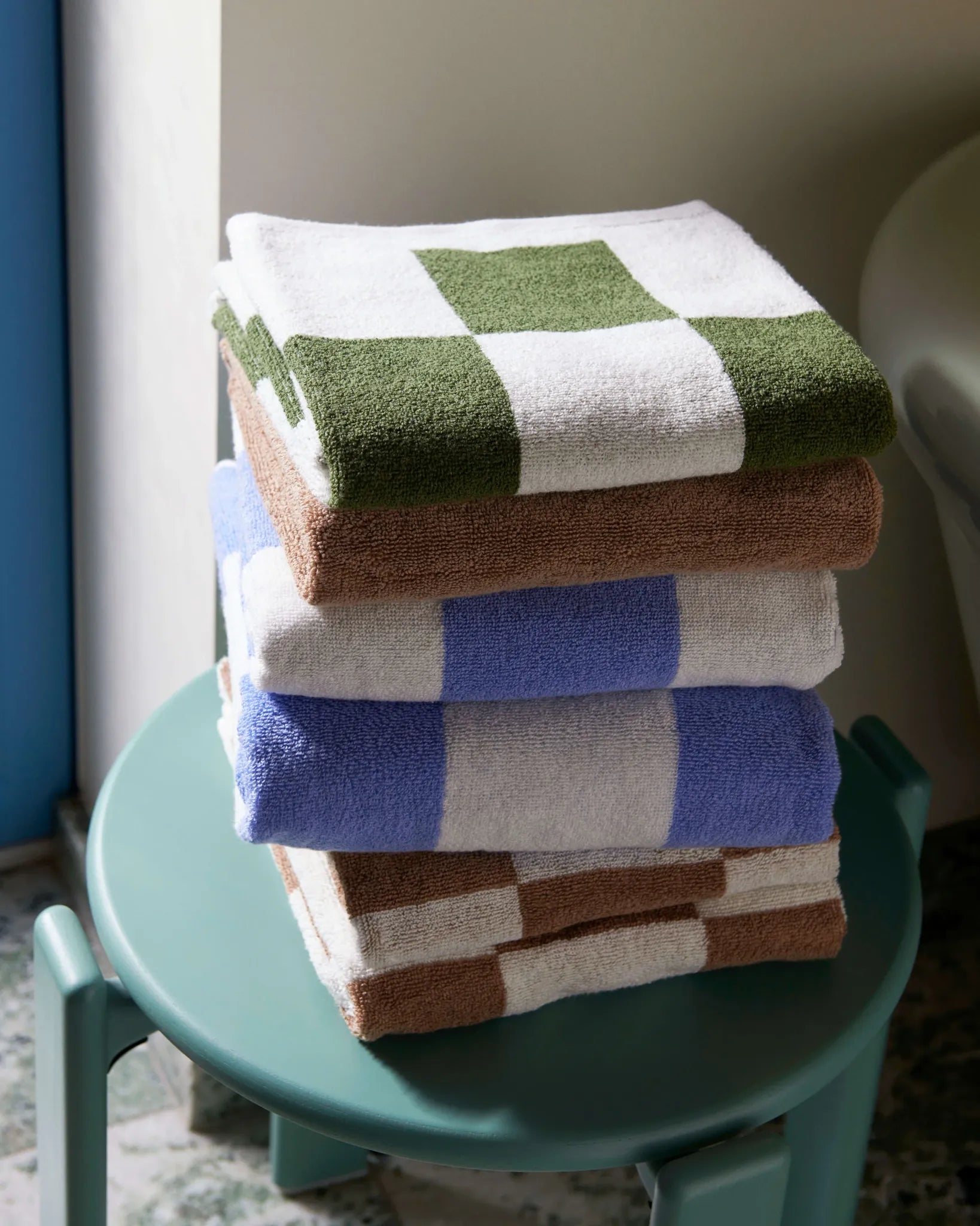 HAY Check Bath Towel | Sky Blue - Lifestory