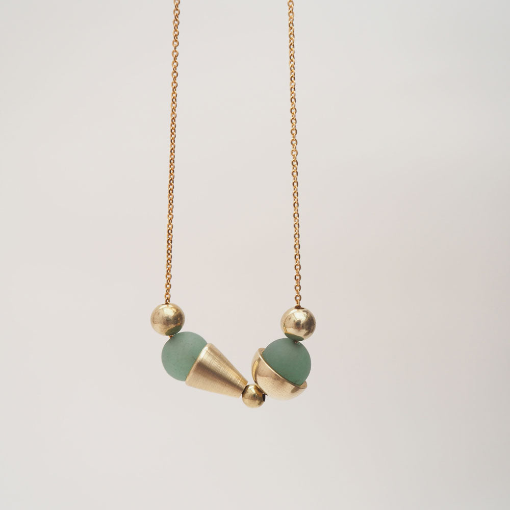 Double Aventurine, Brass Cup & Cone Necklace | by brass+bold - Lifestory - brass+bold