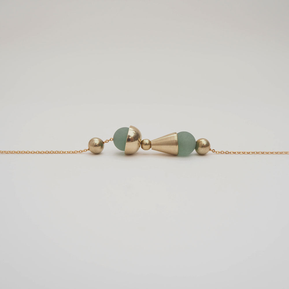 Double Aventurine, Brass Cup & Cone Necklace | by brass+bold - Lifestory - brass+bold