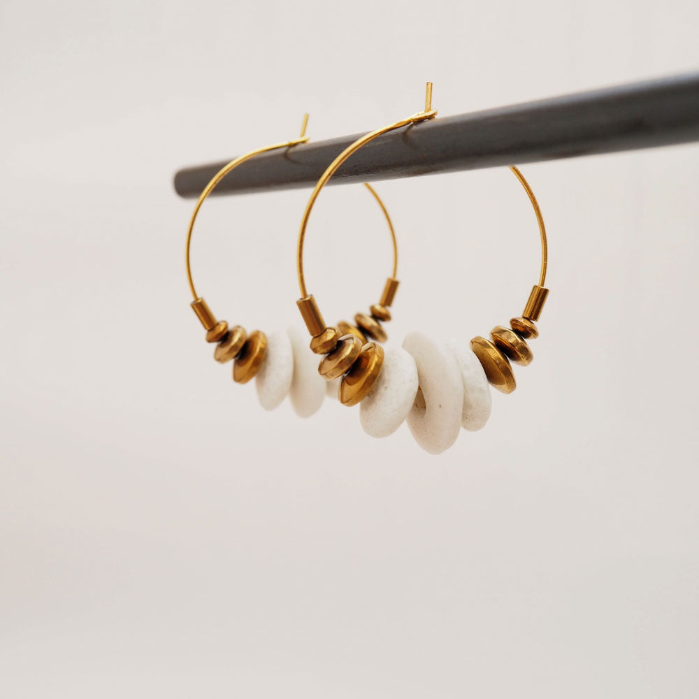 Consta Krobo Hoops | Gold Plate, Glass & Brass | by brass+bold - Lifestory - brass+bold