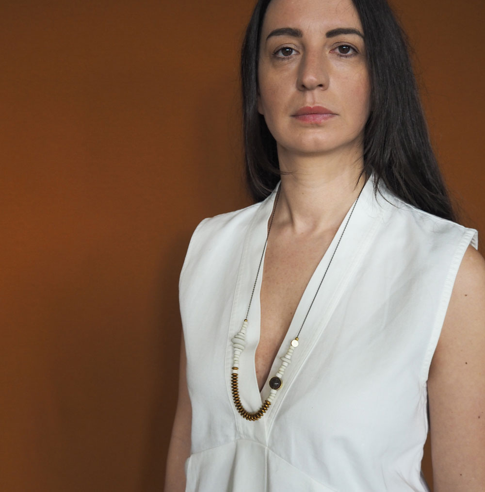 Consta Long Necklace | Krobo, Java, Hematite, Quartz & Brass Beads | by brass+bold - Lifestory - brass+bold