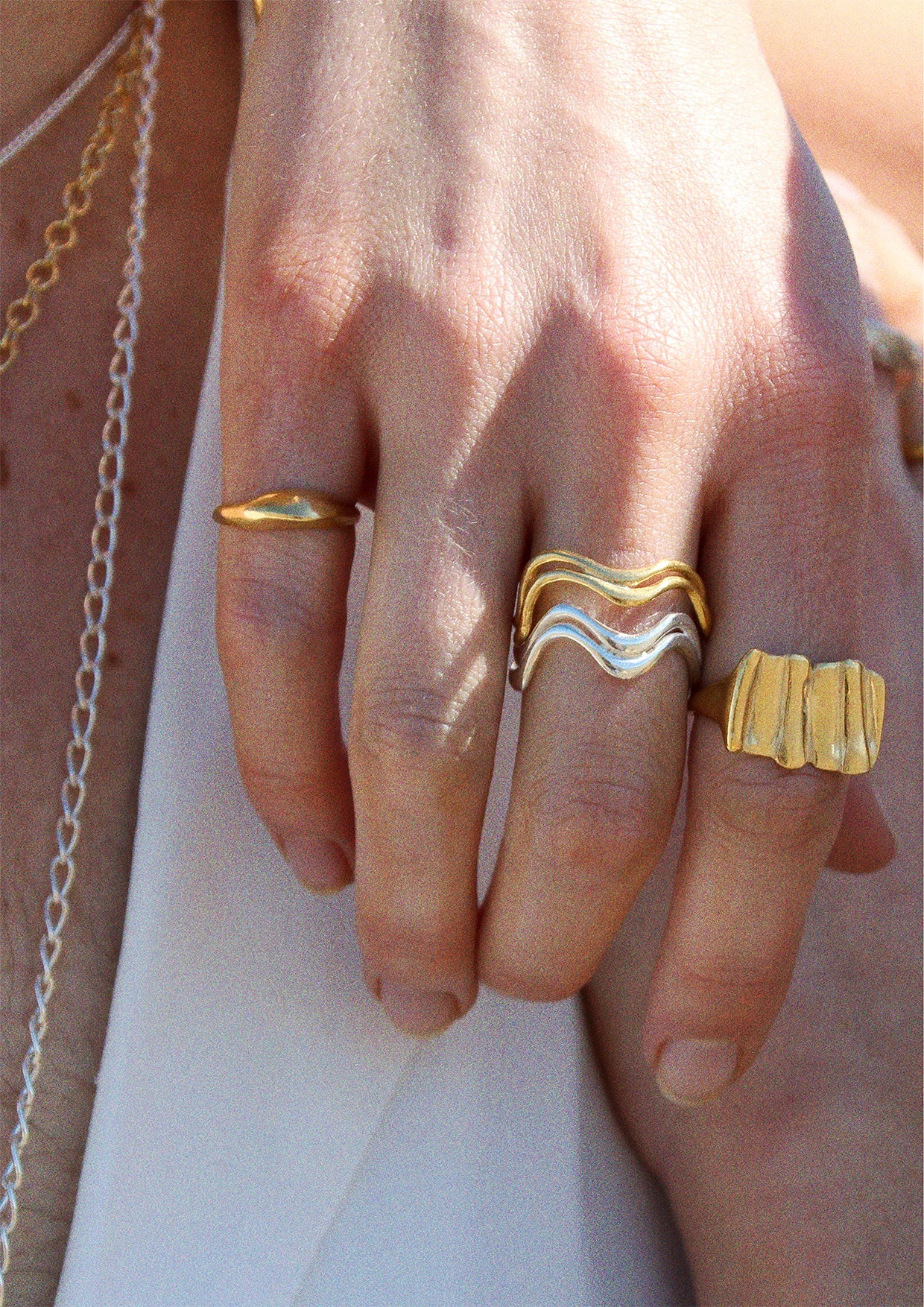 Double Saccostrea Ring in Silver by Hannah Bourn - Lifestory