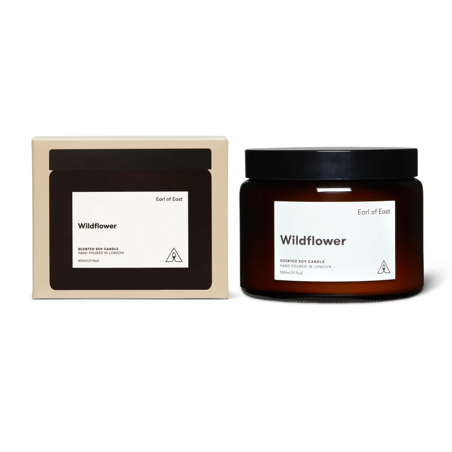 Earl of East Wildflower Soy Wax 3-Wick Candle - 500ml | Jasmine, Rose Geranium & Gardenia - Lifestory