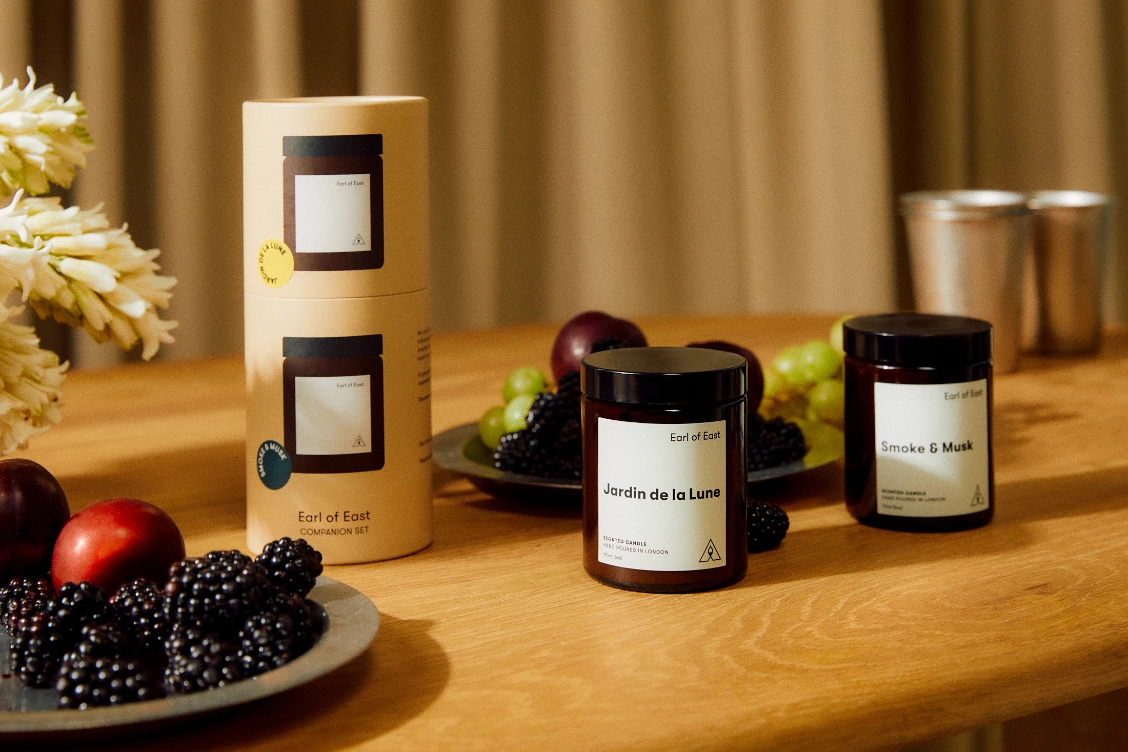 'Opulent' Candle Companion Set - Jardin de la Lune + Smoke & Musk by Earl of East - Lifestory