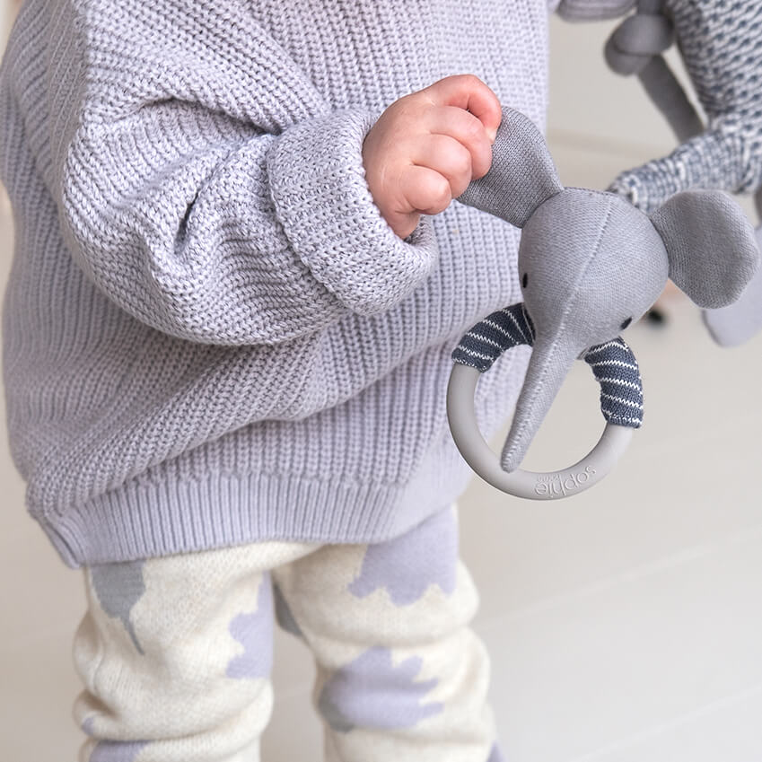 Elephant Teether Rattle | Blue | Cotton & Silicone | by Sophie Home - Lifestory