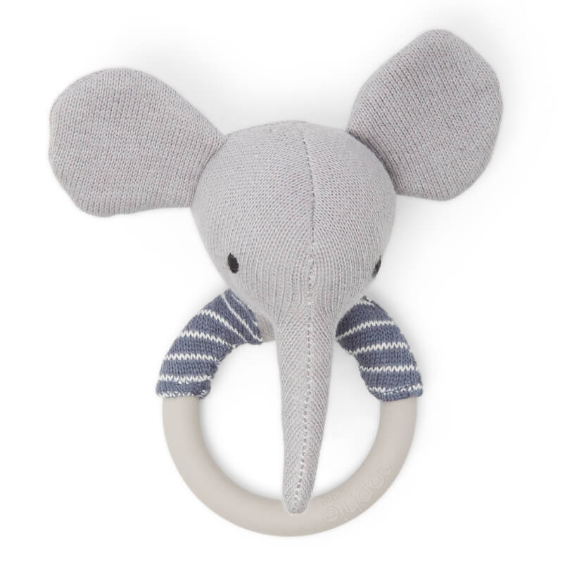 Elephant Teether Rattle | Blue | Cotton & Silicone | by Sophie Home - Lifestory