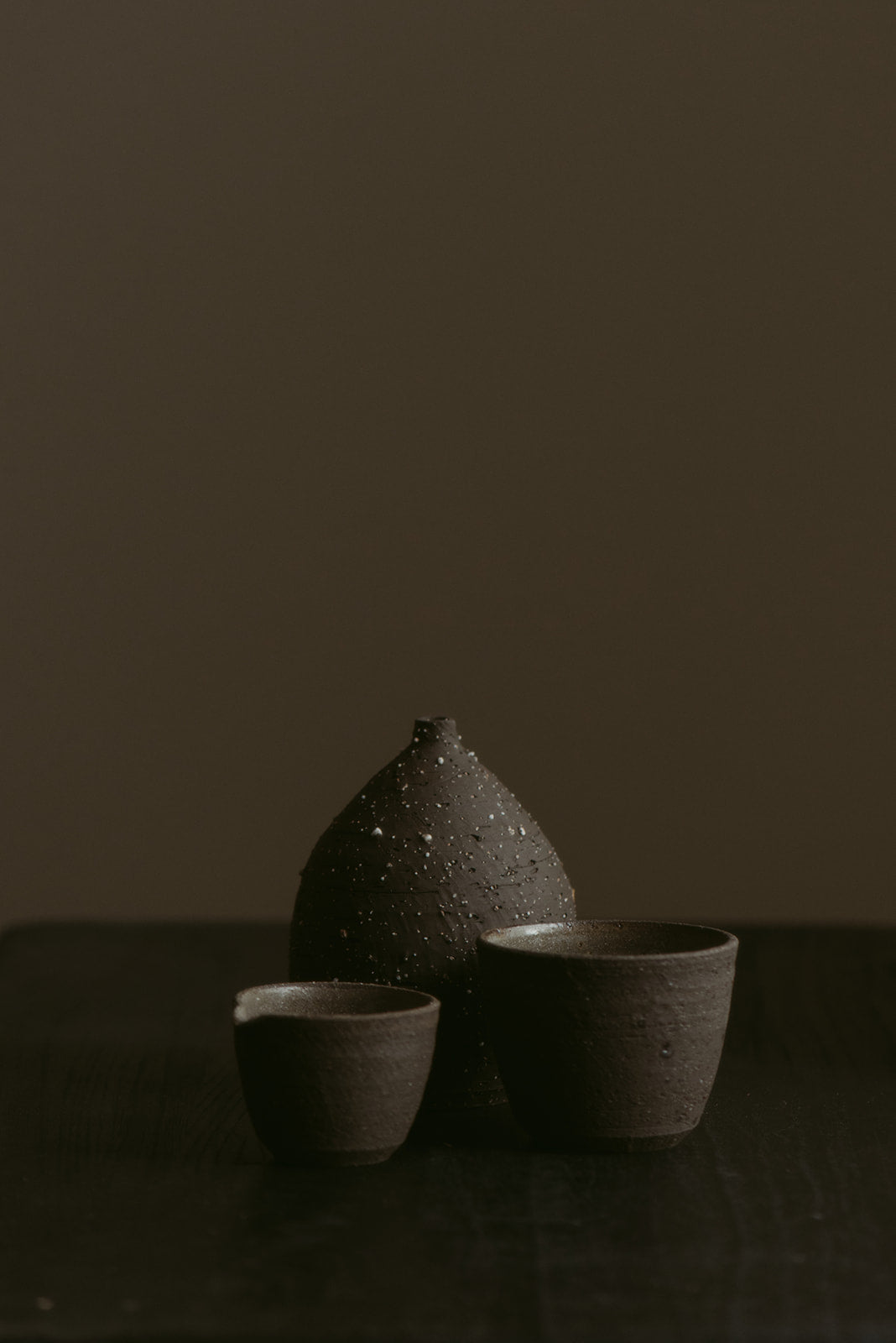 Metamorphosis Group Set of 3 | Dusk | Vase, Cup, Pourer in Wild Clay & Sand | by Emporium Julium - Lifestory